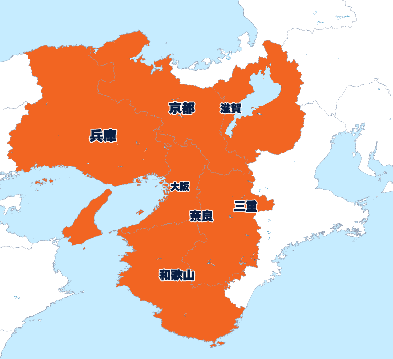 Kansai region coverage map